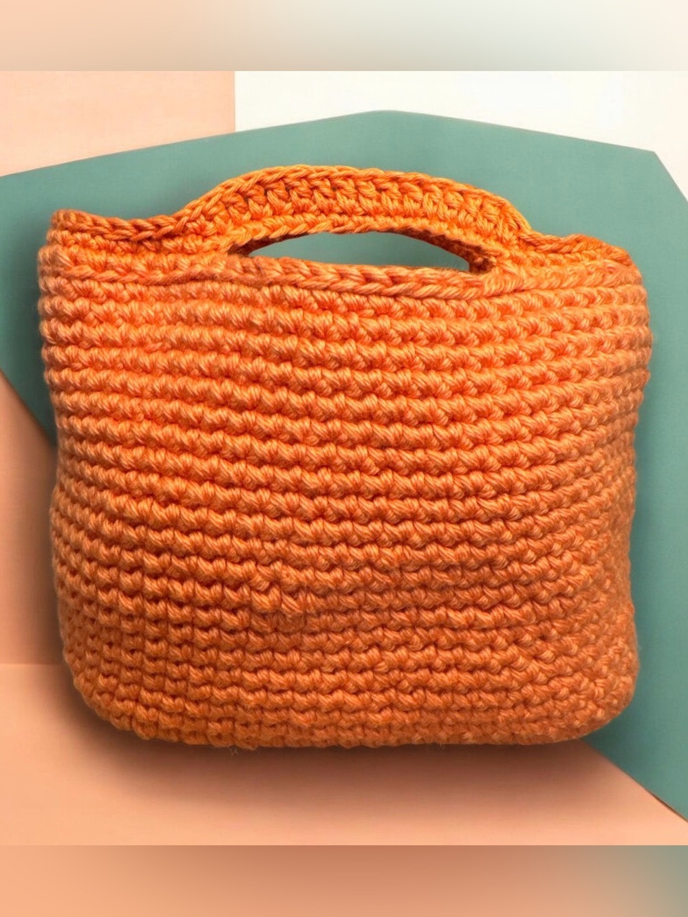 Handwoven Orange Crochet Tote Bag